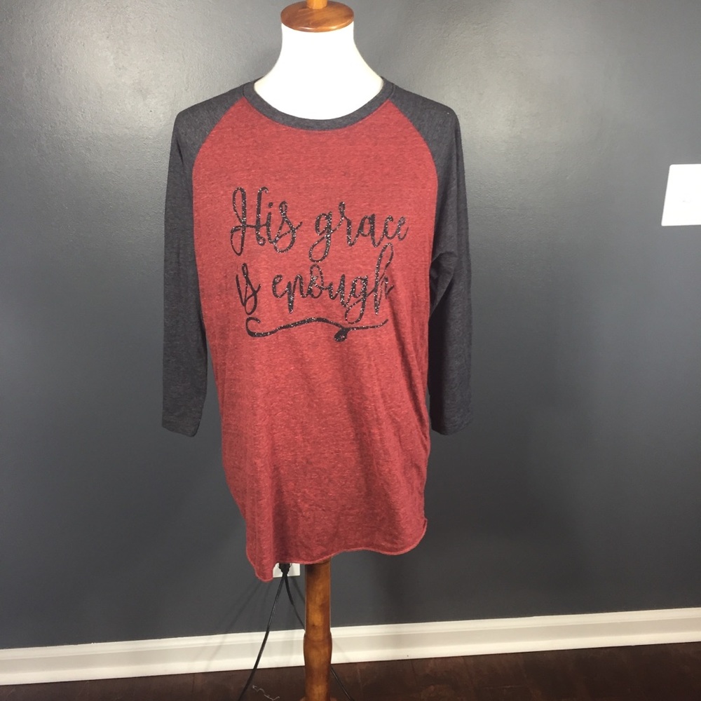 His Grace Is Enough Embellished Baseball Tee